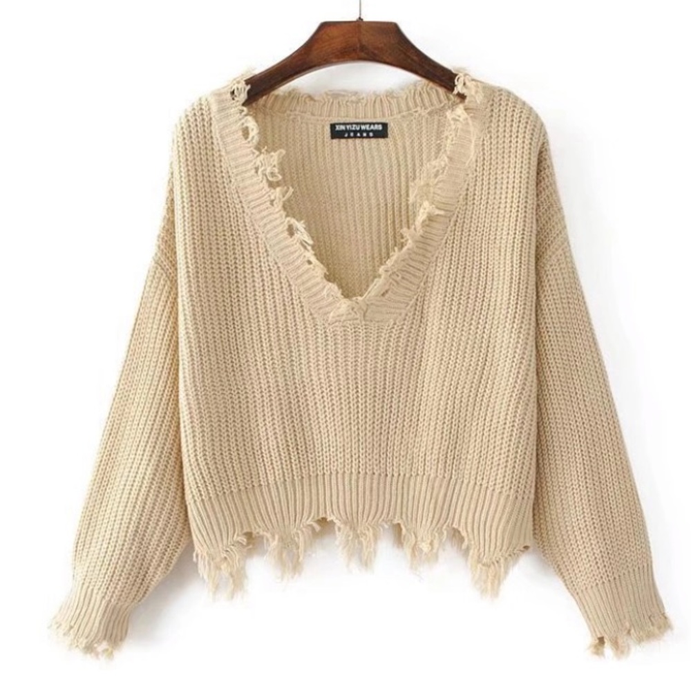 🎉New Ripped Loose Pullover knitted Sweater - Picture 3 of 8